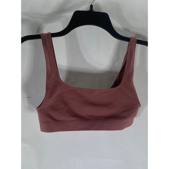 UNIQLO U Women's Pink Straight-Neck Ribbed-Hem Sport Bra SZ S - Picture 3 of 10